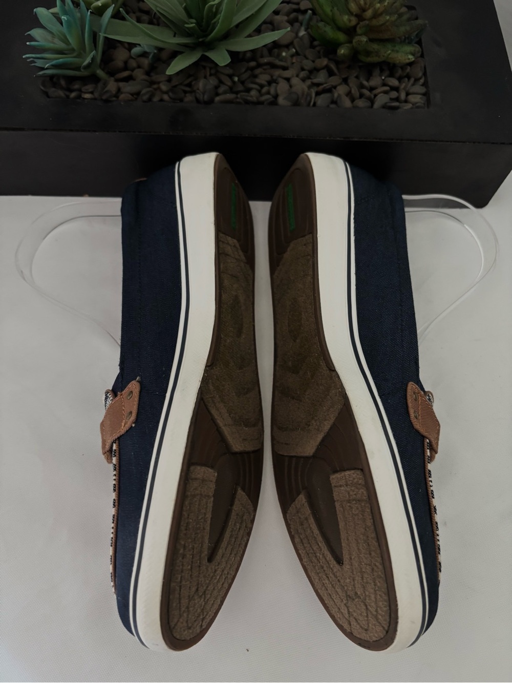 NEW NAVY GRASSHOPPER WINDSOR KNOT DENIM STRIPE CANVAS NAUTICAL SZ 9.5 - Picture 6 of 11